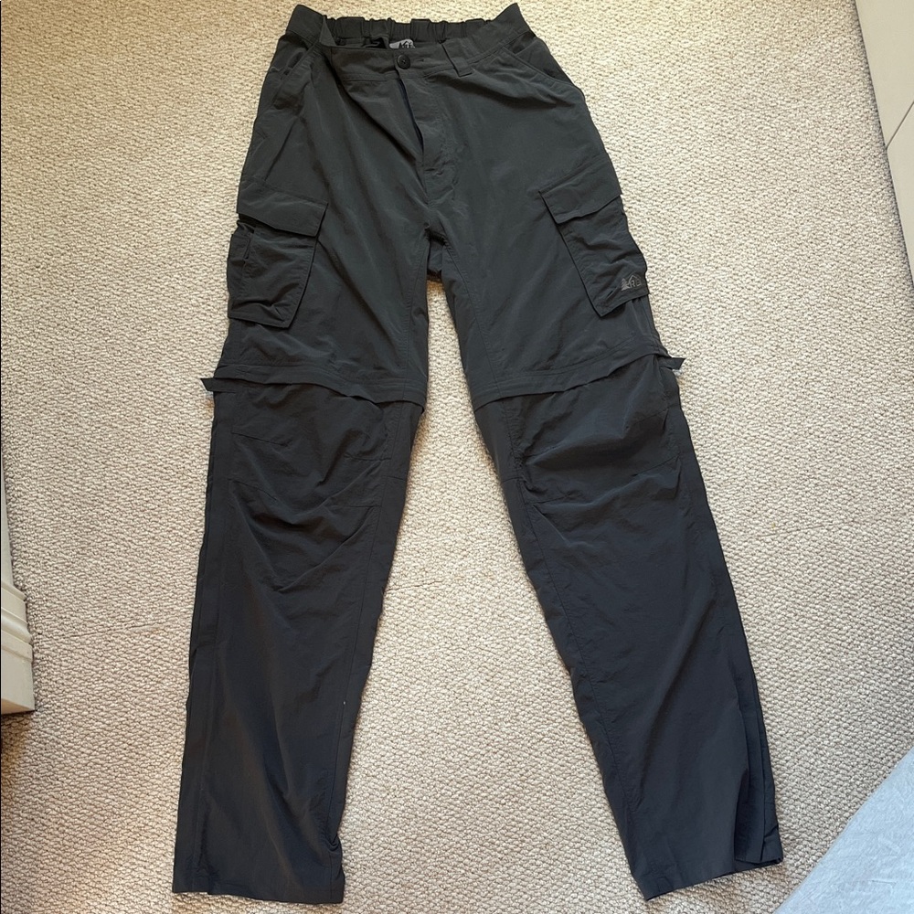 REI Convertible Hiking Pants. M 36L. Dark gray.